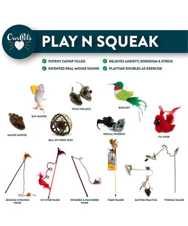 Our Pets Play-N-Squeak Cat Toy Mouse with Catnip - Interactive Mouse Toy for Indoor Cats with Real Mouse Sound - Kitty and Kitten Enrichment Toy - Pack of 2 - Buy Online on GoSupps.com