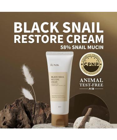 IUNIK Black Snail Restore Cream 2.02 Fl Oz - 58% Black Snail Mucin Secretion Filtrate for Soothing, Hydrating, and Anti-Aging Benefits - Buy Online on GoSupps.com