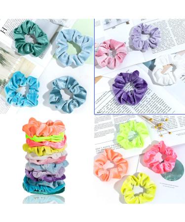 Whaline Neon Velvet Scrunchies - Summer Hair Bobbles for Girls & Women - Buy Online on GoSupps.com
