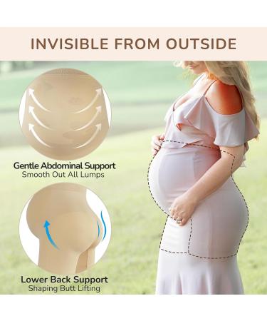 Bosaen Maternity Shapewear: Non-Rolling High Waist Mid-Thigh Underwear for Belly Support - Nude - Buy Online on GoSupps.com