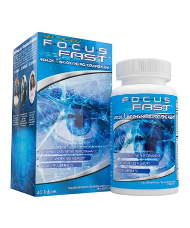 Focus Fast Brain Supplement for Memory. Nootropics for Concentration for Mental Clarity Cognitive Enhancement Ginseng Ginkgo Biloba Choline and More