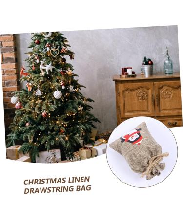 LALAFINA 10pcs Christmas Drawstring Bag Candy Bags Snack Bags Packing Bag Xmas Drawstring Bag Linen - Buy Online on GoSupps.com