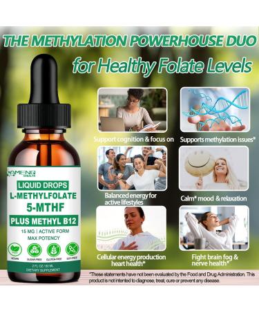 Methylfolate Supplement Liquid Drops L Methy Folate 15mg Plus Methy B12 B6 B2 Multivitamin Metabolically Active 5-MTHF Form for Mood Homocysteine Methylation Cognition Energy Nerve Health* - Buy Online on GoSupps.com