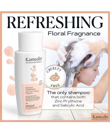 KAMEDIS Dandruff Therapy Shampoo - Soothes Itchy, Flaky, Red Scalp - Paraben-Free, Dye-Free, SLS Free - Clinically Proven - 6.7 Fl Oz - Made in USA - Buy Online on GoSupps.com