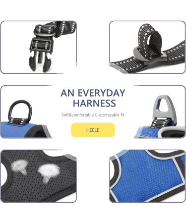 Buy Heele Adjustable No-Pull Dog Harness - Reflective Breathable and Padded Handle for Medium Dogs | Blue (38-71cm) - Buy Online on GoSupps.com