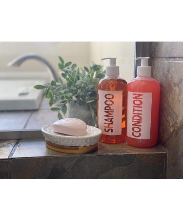 AylaMae Modern Refillable Shampoo and Conditioner Dispensers - 500ml PET Plastic Bottles with Leak Proof Pumps | Printed Labels - 16.9oz - Buy Online on GoSupps.com