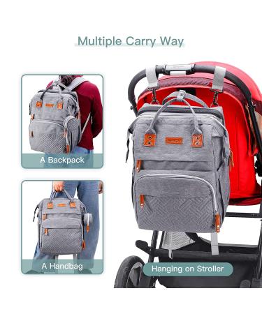 Large Diaper Bag Backpack with Changing Station | Waterproof, USB Charging Port, Pacifier Case | Multifunctional Diaper Bag for Boys - Light Grey Upgrade - Buy Online on GoSupps.com