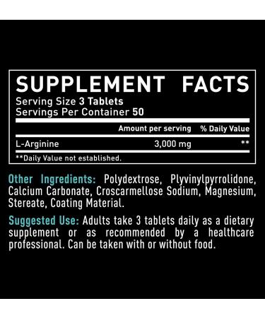 Maximum Strength L-Arginine 3000mg Tablets | Nitric Oxide Booster for Muscle Growth, Energy & Vascular Function - 150 Count - Buy Online on GoSupps.com