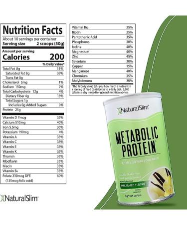 NaturalSlim Metabolic Whey Protein Powder Vanilla | Low Carb Meal Replacement Shake with Vitamins, Minerals & Amino Acid | Great Taste and Filling | 10 Servings, 17.6oz - Buy Online on GoSupps.com