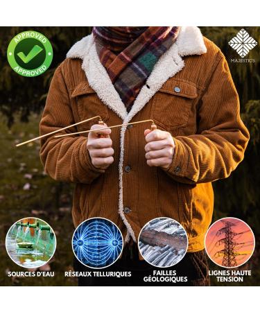 Brass & Copper Dowsing Rod and Oracle Pendulum Set - Radiesthesia Pack (35 cm x 12 cm) for Accurate Energy Reading | International Shipping Available - Buy Online on GoSupps.com