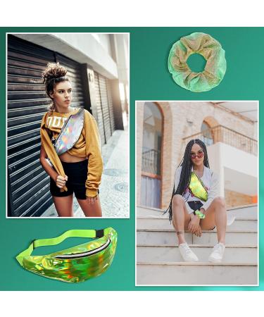 6 Pieces Holographic Fanny Pack Set Bachelorette Fanny Pack 80s Party Metallic Bag Adjustable Neon Waist Bag with 6 Pieces Hair Scrunchies for Women kids Rave Party - Buy Online on GoSupps.com