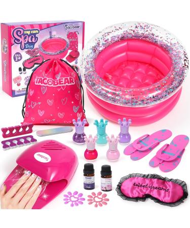 Tacobear Kid Foot Spa & Nail Art Kit Foot Spa Day Girl Stuff Massage Foot Soak Pool and Nail Dryer Girl Gift for 5 6 7 8-12 Year Old Toys Christmas Birthday Gifts for Children
