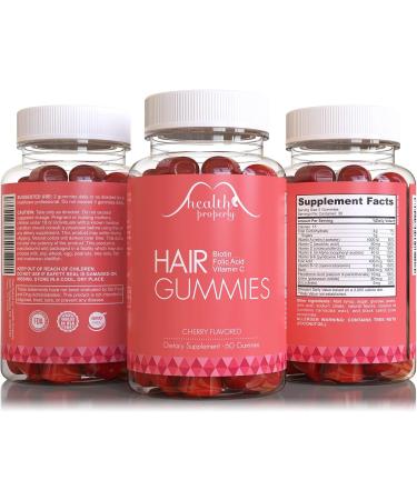 Health Properly Hair Gummy Vitamins - 5000mcg Biotin Folic Acid for Healthy Hair Growth - Hair Skin and Nails Vitamin - Women & Men - Buy Online on GoSupps.com