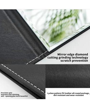 Youlanda Portable Folding Makeup Mirror with Stand - Travel Vanity Desk Mirror - PU Leather, Black - Buy Online on GoSupps.com