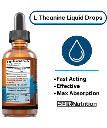 SBR Nutrition MAX Absorption Liquid L-Theanine Drops | All Natural Vegan Alcohol Free Non-GMO | For Stress Relief Relaxation Focus Without Drowsiness | Synergistic With Coffee Or Caffeine - Buy Online on GoSupps.com