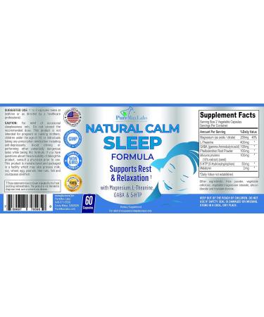 Natural Calm Sleep Aid with Magnesium L-Theanine Melatonin GABA 5-Htp | Sleep Aid | Non-GMO - 60 Capsules 60 Count (Pack of 1) - Buy Online on GoSupps.com