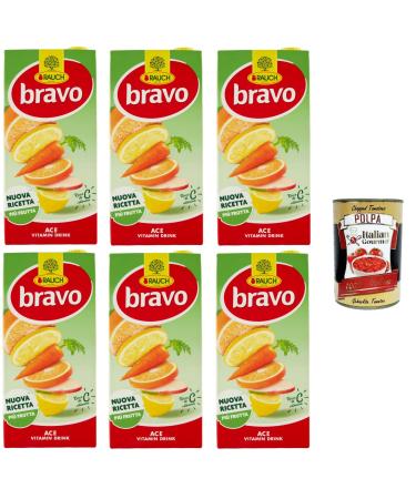 Rauch bravo ACE Vitamin drink new recipe, more fruit 6 x 2 l + gourmet Italian polpa 400 g