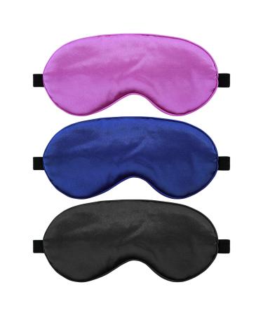 WLLHYF 3 Pack Silk Eye Mask for Sleeping Soft&Smooth Sleeping Mask Blocking Out Light Adjustable Silk Sleep Eye Mask for Women