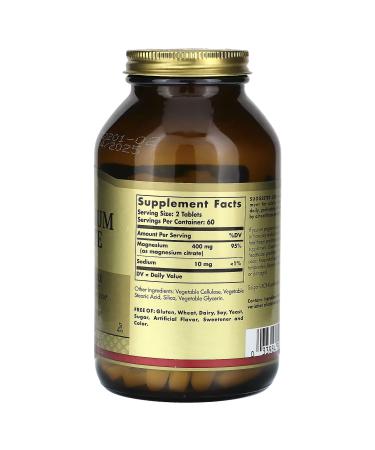 Solgar Magnesium Citrate 120 Tablets - High Absorption Magnesium Supplement - Buy Online on GoSupps.com