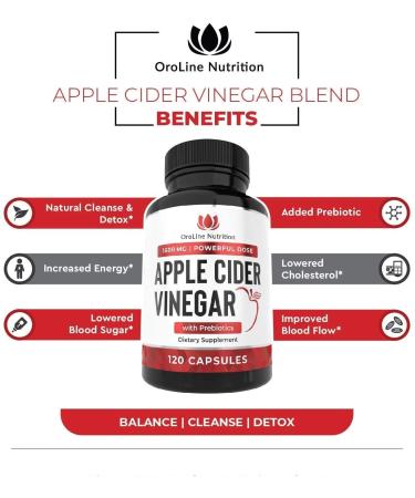Organic Apple Cider Vinegar Capsules - 120 Count for Health Benefits - Buy Online on GoSupps.com
