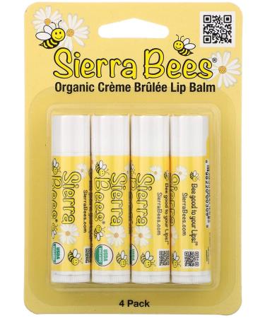 Sierra Bees Organic Lip Balm 4 Pack - Creme Brulee (0.15 oz Each) - Natural Moisturizer - Buy Online on GoSupps.com
