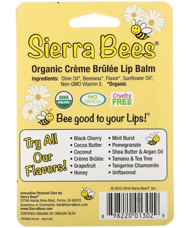 Sierra Bees Organic Lip Balm 4 Pack - Creme Brulee (0.15 oz Each) - Natural Moisturizer - Buy Online on GoSupps.com