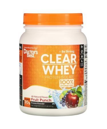 Doctor's Best Clear Whey Protein Isolate Fruit Punch 1.17 lb (529.2 g)