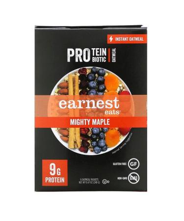 Earnest Eats Protein & Probiotic Instant Oatmeal Mighty Maple 6 Packets 8.47 oz (240 g)