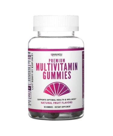 Havasu Nutrition Premium Multivitamin Gummies Natural Fruit Flavors  60 Gummies