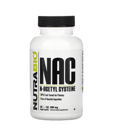 NutraBio Labs NAC N-Acetyl Cysteine 600 mg 150 Veggie Capsules