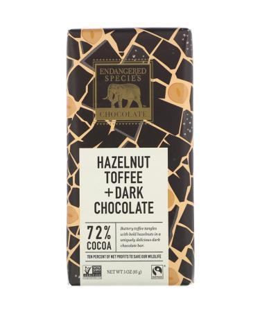 Endangered Species Chocolate Hazelnut Toffee + Dark Chocolate 72% Cocoa 3 oz (85 g)
