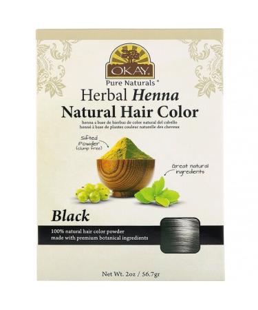 Okay Pure Naturals Herbal Henna Natural Hair Color Black 2 oz (56.7 g)