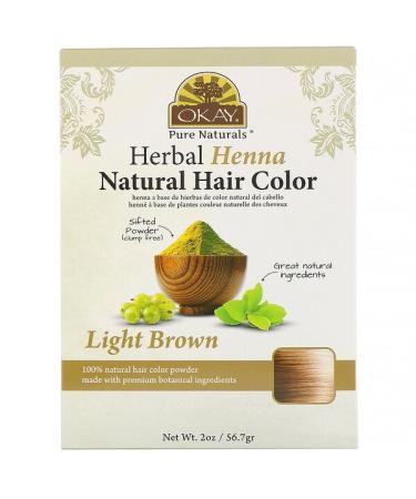Okay Pure Naturals Herbal Henna Natural Hair Color Light Brown  2 oz (56.7 g)