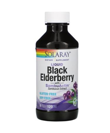 Solaray Liquid Black Elderberry Extract with SambuActin 4 oz (120 ml)
