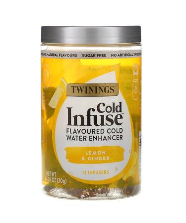 Twinings Cold Infuse  Flavoured Cold Water Enhancer Lemon & Ginger 12 Infusers 1.06 oz (30 g)
