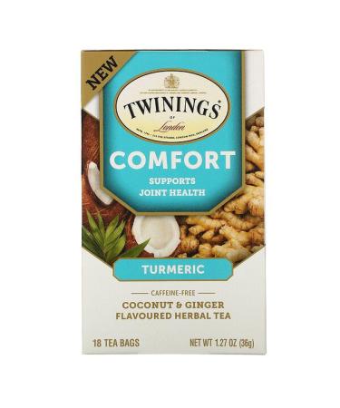 Twinings Comfort Herbal Tea  Turmeric Coconut & Ginger Caffeine Free 18 Tea Bags 1.27  oz (36 g)