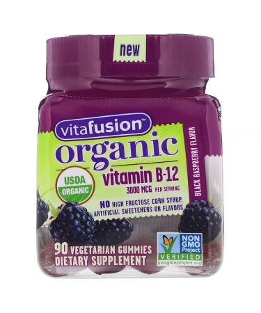 VitaFusion Organic Vitamin B-12 Black Raspberry 3000 mcg 90 Vegetarian Gummies