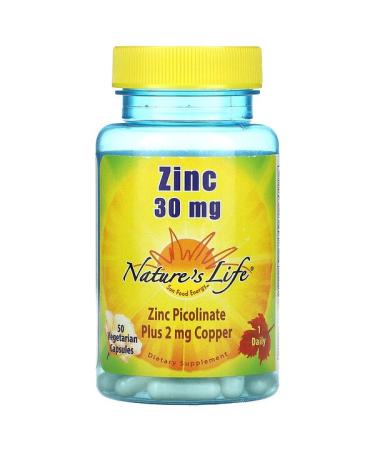 Nature's Life Zinc 30 mg 50 Vegetarian Capsules