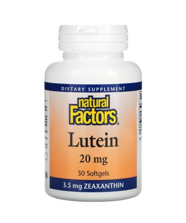 Natural Factors Lutein 20 mg  30 Softgels