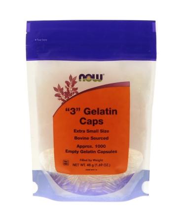 Now Foods "3" Gelatin Caps Extra Small Size 1000 Empty Capsules