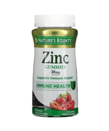 Nature's Bounty Zinc Gummies Mixed Berry 30 mg 70 Gummies - Buy Online on GoSupps.com