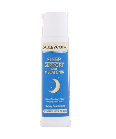 Dr. Mercola Sleep Support with Melatonin Natural Raspberry Flavor 0.85 fl oz (25 ml)