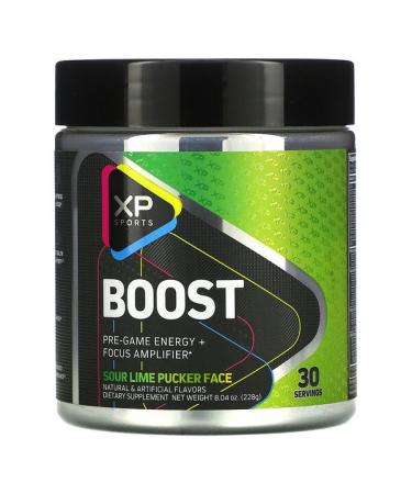 XP Sports Boost Pre-Game Energy + Focus Amplifier Sour Lime Pucker Face 8.04 oz (228 g)