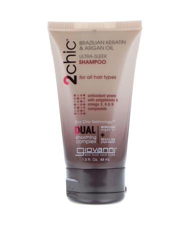 Giovanni 2chic Ultra-Sleek Shampoo for All Hair Types Brazilian Keratin & Argan Oil 1.5 fl oz (44 ml)