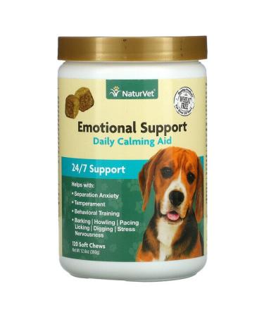 NaturVet Emotional Support Daily Calming Aid 120 Soft Chews 12.6 oz (360 g)