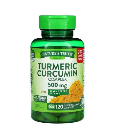 Nature's Truth Turmeric Curcumin Complex Plus Black Pepper Extract 500 mg 120 Quick Release Capsules - Buy Online on GoSupps.com