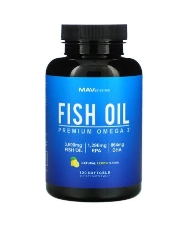 MAV Nutrition Fish Oil Premium Omega 3 Natural Lemon 120 Softgels