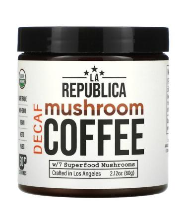 LA Republica Mushroom Coffee W/ 7 Superfood Mushrooms Decaf 2.12 oz (60 g)