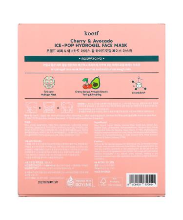 Koelf Ice-Pop Hydrogel Face Mask - Cherry & Avocado, 5 Sheets (30g Each) | Hydrating Skincare - Buy Online on GoSupps.com