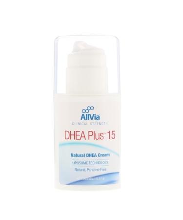AllVia DHEA Plus 15 Natural DHEA Cream Unscented 2 oz (57 g)